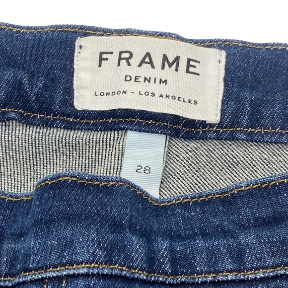 FRAME Le High Embellished Straight Jeans In Waldane Gold Studs Side Zip Size 28 - Picture 8 of 11